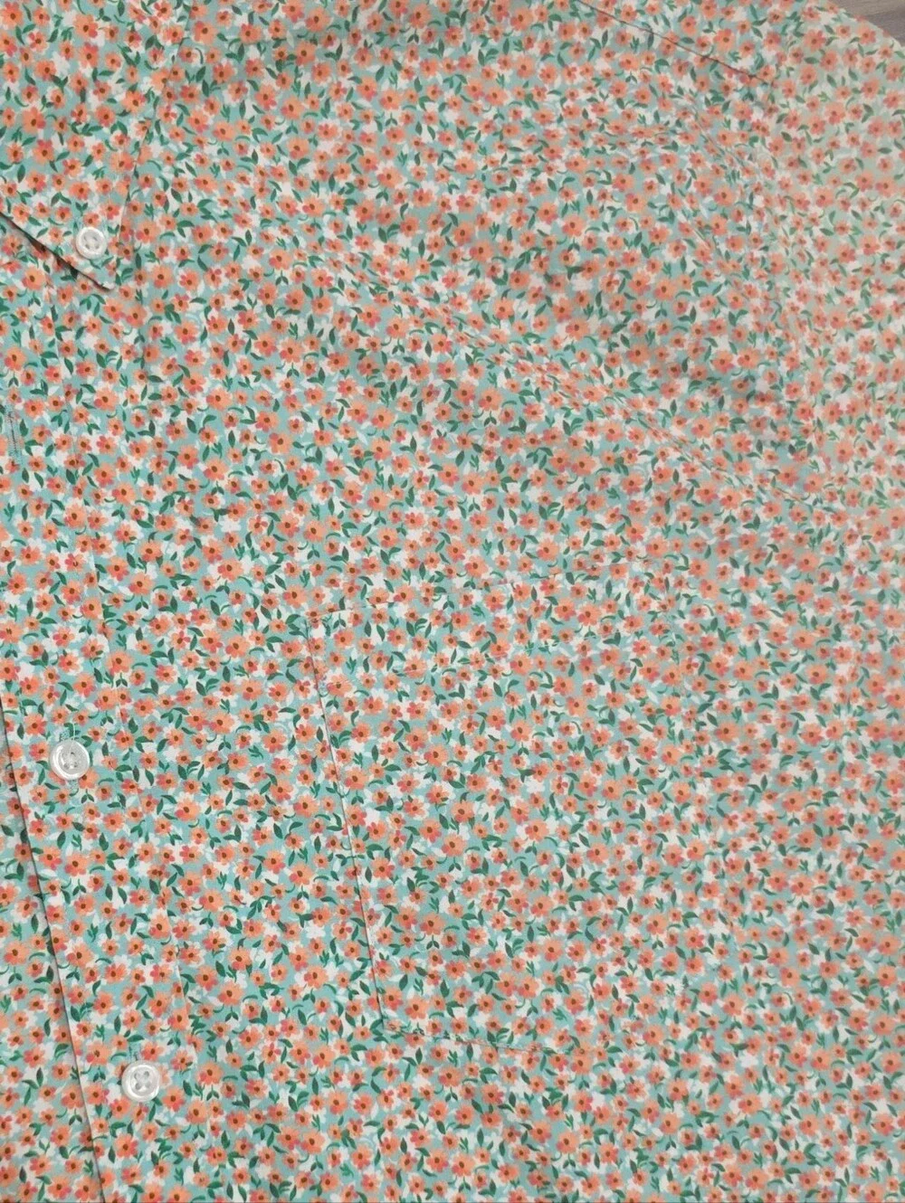 J.Crew Men’s Flex Washed Floral Button Up Shirt XXL Green Orange NWT $`79.50